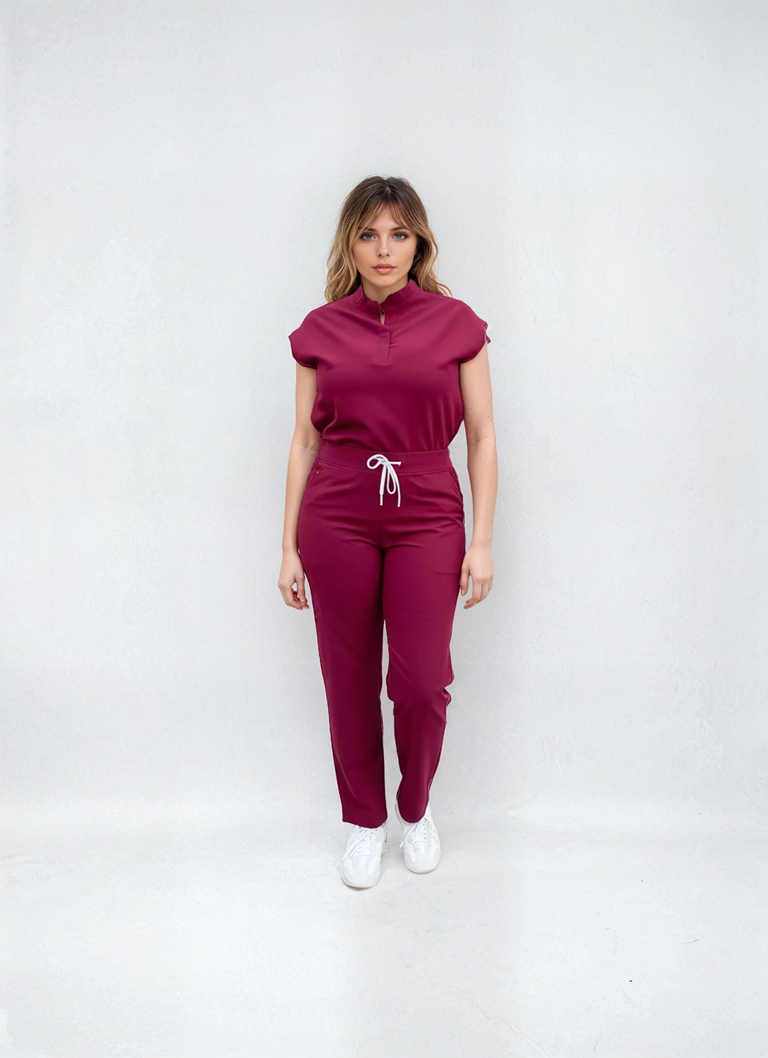 Mandarin Collar Scrub Set (Mango Sleeve Top & Straight Pants)