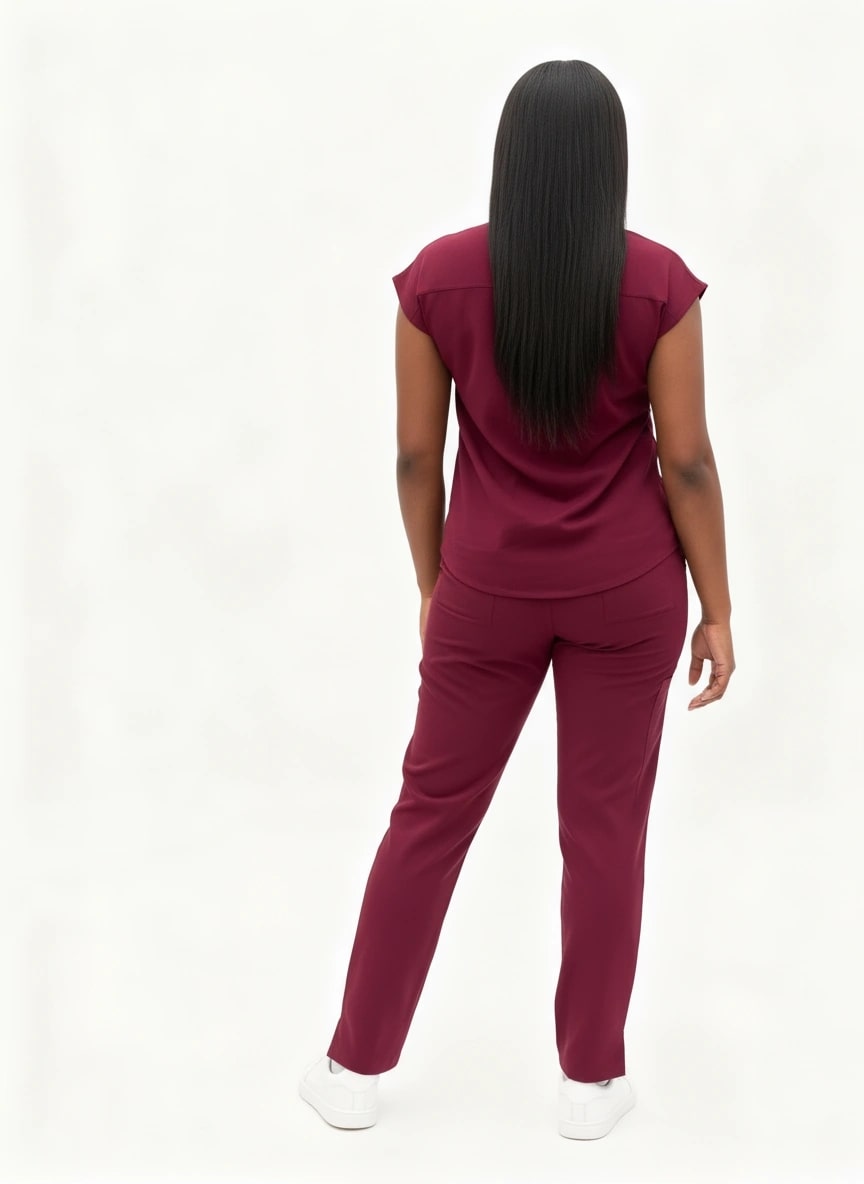 Wine Scrub Straight-cut pants Snatch Eleven